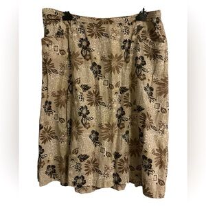CJ Banks linen midi skirt size 1X brown floral
